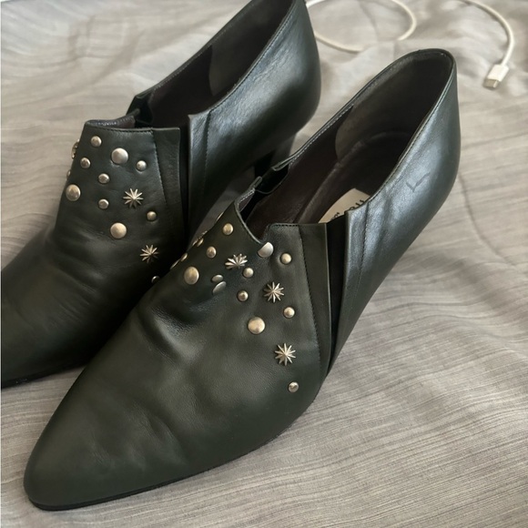 Franco Celin Pointed Toe Vero Cuoio Womens Heels Green Studded Point ToeSize 6 - Picture 2 of 12